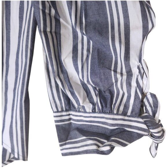 No Comment Striped Blue White Off The Shoulder Top Size Medium - Picture 3 of 6